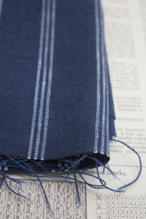 リネンウールストライプ 3ライン ネイビー×白ライン